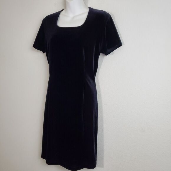 Hillard & Hanson Vintage Dress 8 Black Velvet Mini Grunge 90s Y2K Whimsigoth - Picture 5 of 11